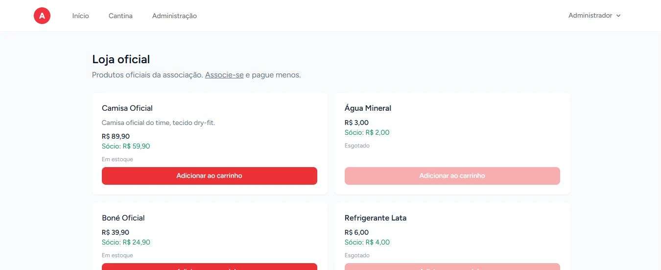Loja oficial com preço de sócio