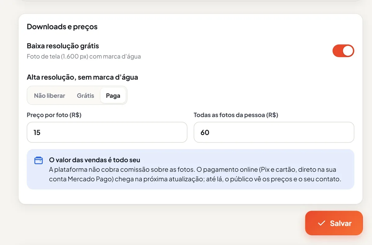 Regras de download e preços